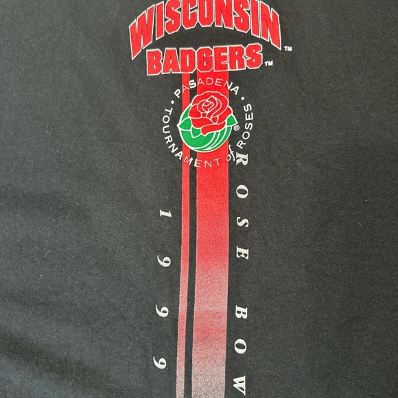 Vintage 1999 Black Wisconsin Badgers UWM Rose Bowl Size XXL T-shirt - Picture 2 of 5